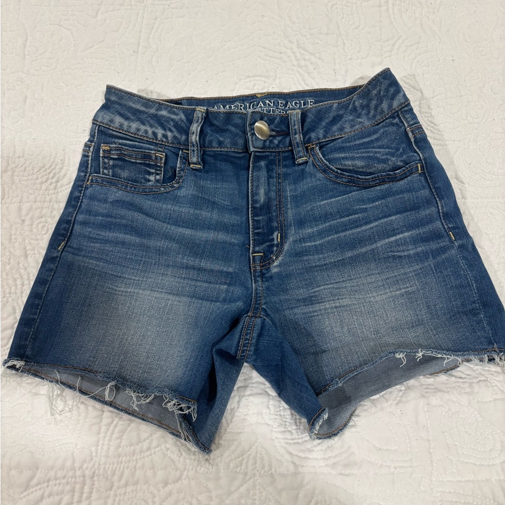 American Eagle Outfitters Distressed Blue Denim Shorts